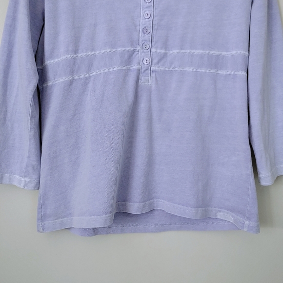 Woolrich Button Front T-Shirt 3/4 Sleeve Top Lilac Size Small - Picture 5 of 10